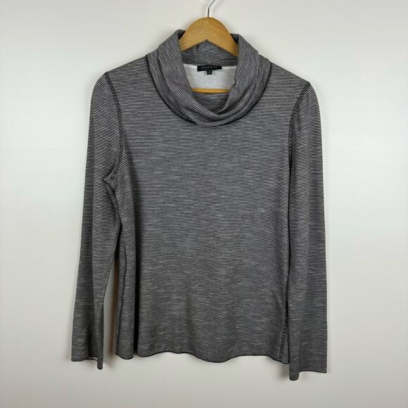 Lafayette 148 Striped Turtleneck Sweater in Black and White Sz M | Comfy Neutral - Picture 3 of 12